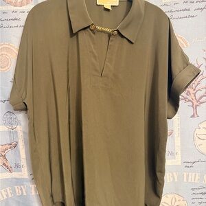 Michael Kors Olive Chain-Accent Polo Tunic